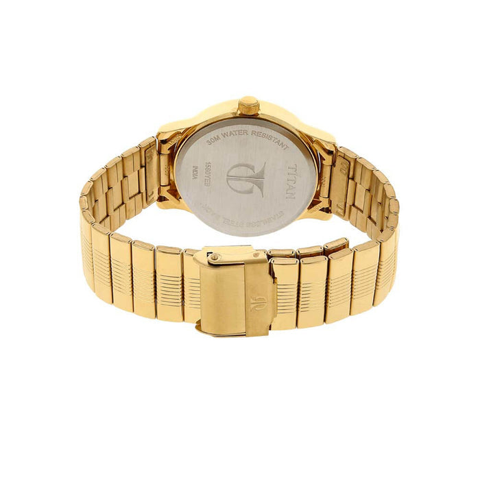Titan Men Synthetic Champagne Dial Analog Watch -Nr1580Ym05, Band Color-Multicolor