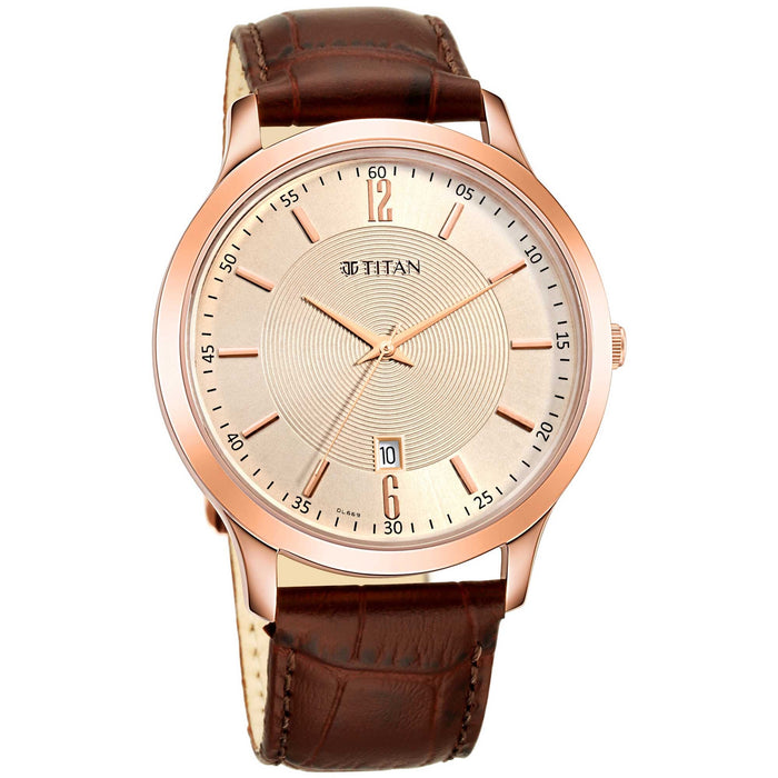 Titan Men's Analog Rose Gold Dial Watch-NP1825WL02/NP1825WL02, Rose Gold, strap