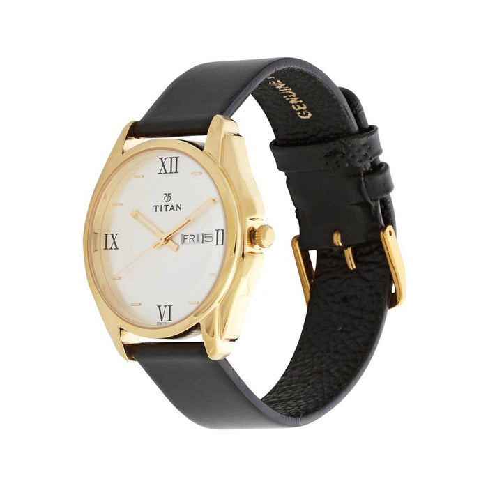 Titan Men's Quartz Watch with Analog Display and Leather Bracelet 1578YL04