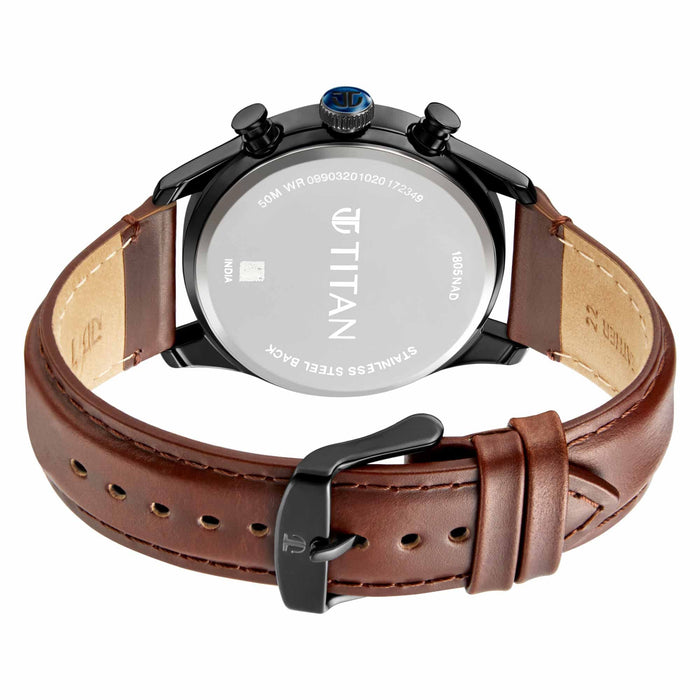 Titan Men's Quartz Watch with Analog Display and Leather Bracelet 1805NL03