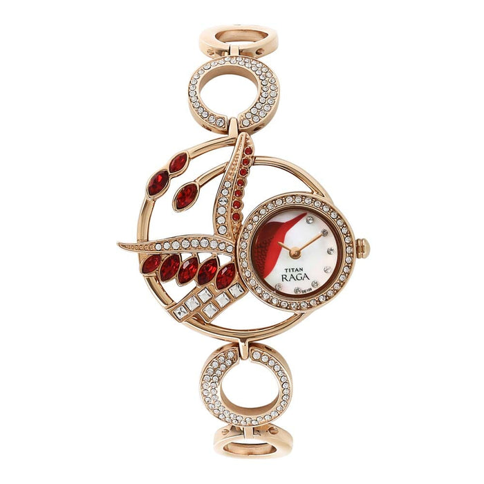 Titan Mother of Pearl Dial Metal Strap Watch 95005WM01