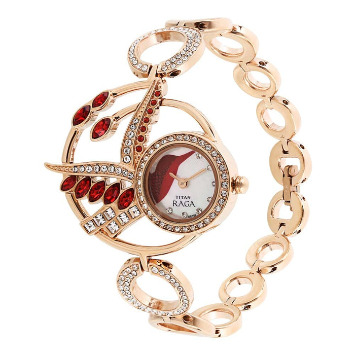 Titan Mother of Pearl Dial Metal Strap Watch 95005WM01