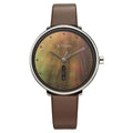 Titan Neo Analog with Day and Date Mother Of Pearl Dial Brown Color Leather Strap Watch For Women