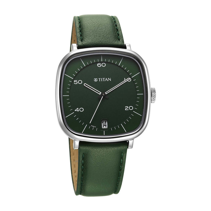 Titan Neo Curve Quartz Analog with Date Green Dial Stainless Steel Strap Watch For Men 1885SL04