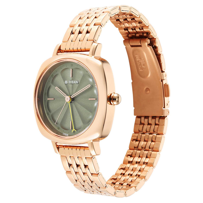 Titan Neo Green Dial Stainless Steel Strap Watch for Women 2689WM01