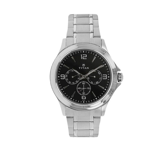 Titan Neo Men's Black Dial Metal Band Watch - T1698SM01