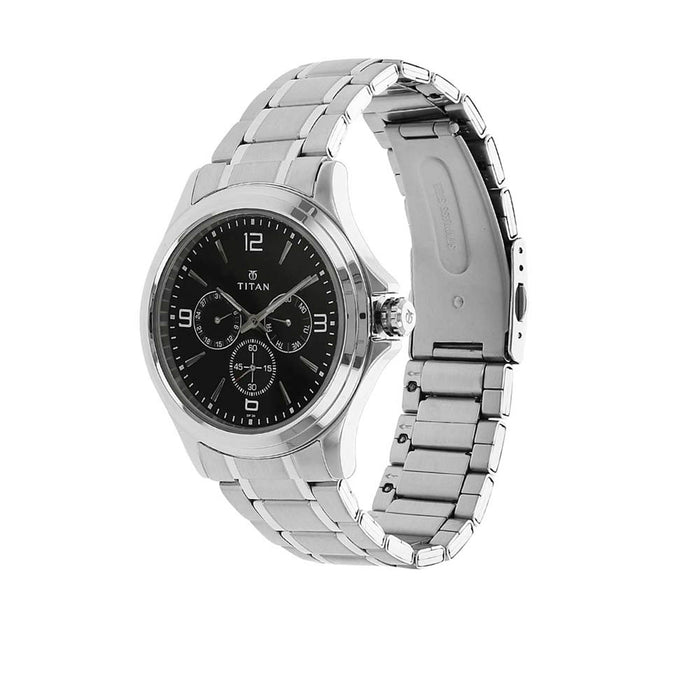 Titan Neo Men's Black Dial Metal Band Watch - T1698SM01