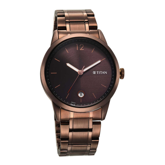 Titan Neo Splash Brown Dial Analog Stainless Steel Strap Watch for Men 1806QM03