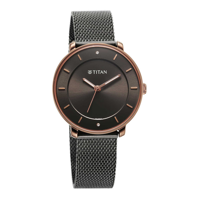 Titan Noir Anthracite Dial Analog Metal Strap Watch for Women 2728KM01