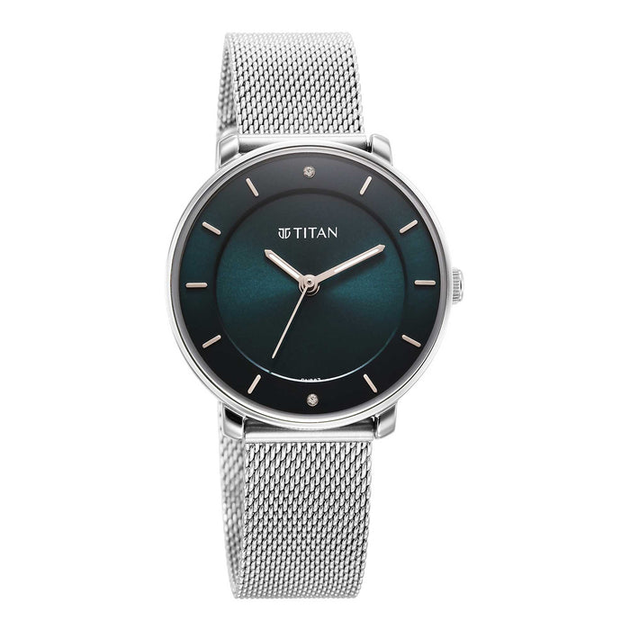 Titan Noir Blue Dial Analog Metal Strap Watch for Women 2728SM01