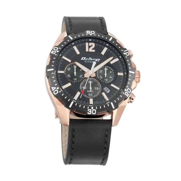 Titan Octane Blue Dial Tan Leather Strap Watch 90108KL02