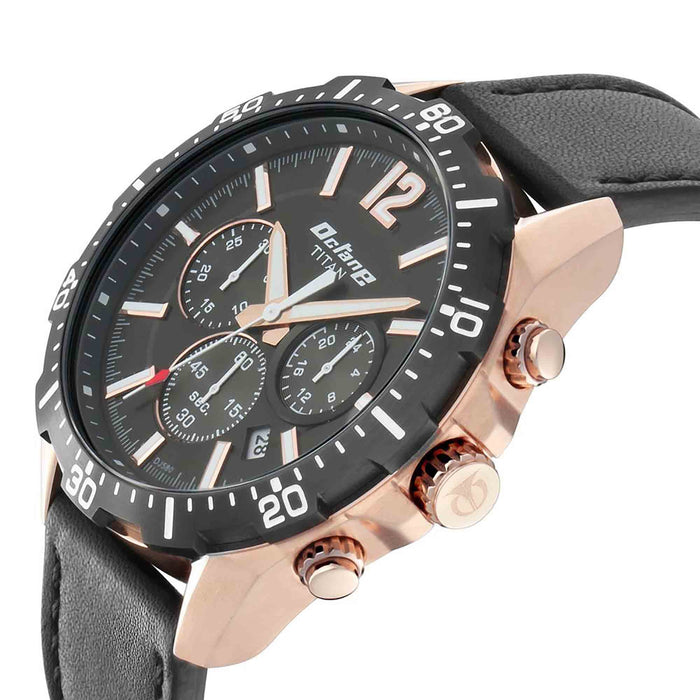 Titan Octane Blue Dial Tan Leather Strap Watch 90108KL02