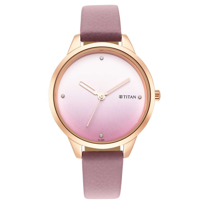 Titan Pastel Dreams Purple Dial Misty Violet Leather Strap Watch 2664WL03