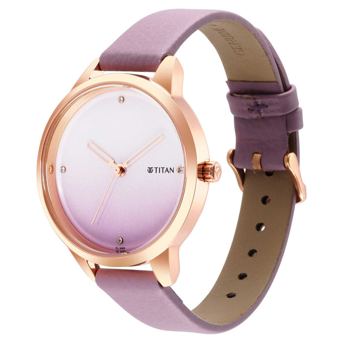 Titan Pastel Dreams Purple Dial Misty Violet Leather Strap Watch 2664WL03