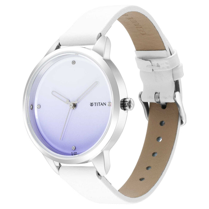 Titan Pastel Dreams Purple Dial White Leather Strap Watch 2664SL03