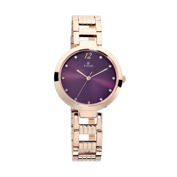 Titan Purple Fashion Basics Analog Red Dial Women's Watch-NN2480WM02