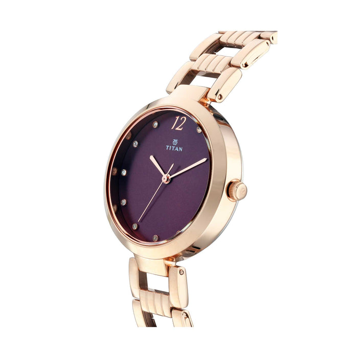 Titan Purple Fashion Basics Analog Red Dial Women's Watch-NN2480WM02