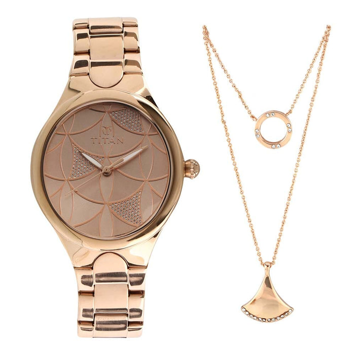 Titan Purple Whimsy Golden Dial Analog Watch for Women 95060WM01