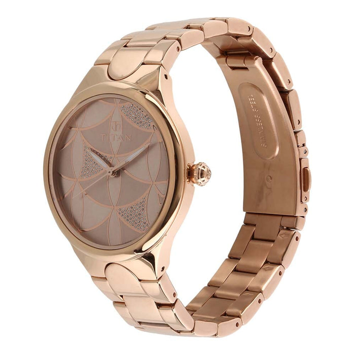 Titan Purple Whimsy Golden Dial Analog Watch for Women 95060WM01