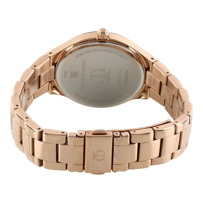 Titan Purple Whimsy Golden Dial Analog Watch for Women 95060WM01