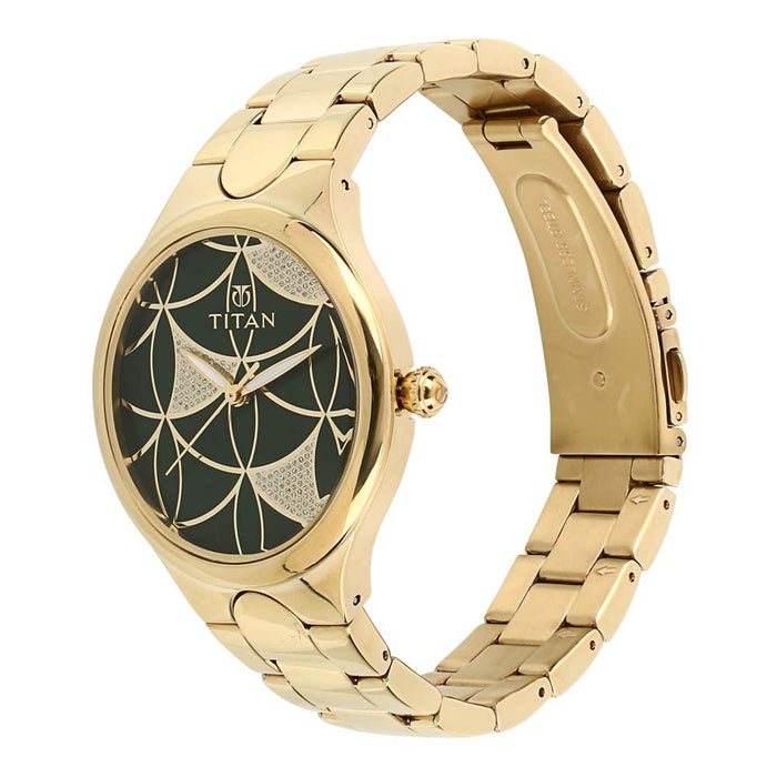 Titan Purple Whimsy Green Dial Analog Watch for Women 95060YM01