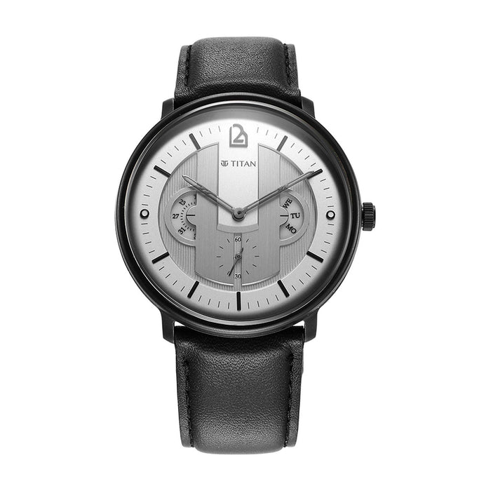 Titan Quartet Silver Dial Leather Strap Watch 1882NL01