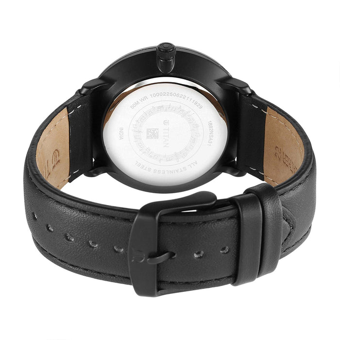 Titan Quartet Silver Dial Leather Strap Watch 1882NL01