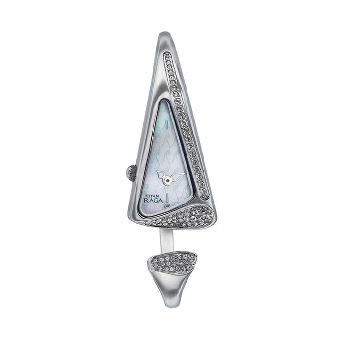Titan Quartz Analog Mother of Pearl Dial Metal Strap Watch for Women 9763SM02