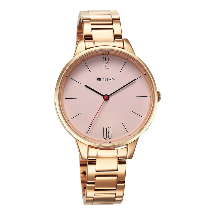 Titan Quartz Analog Rose Gold Dial Watch for Women 2648WM04