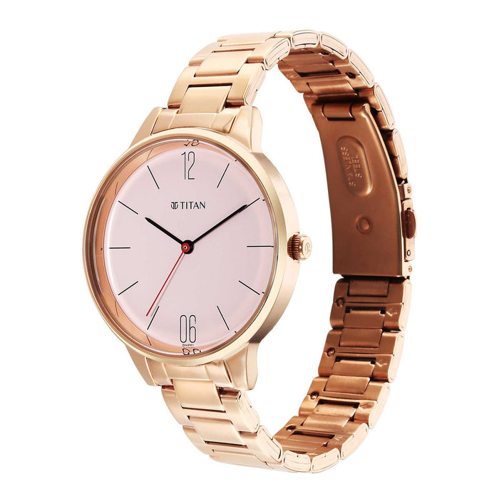 Titan Quartz Analog Rose Gold Dial Watch for Women 2648WM04