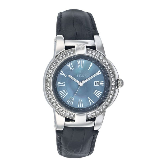 Titan Quartz Analog with Date Black Dial Watch for Women 9842SL01