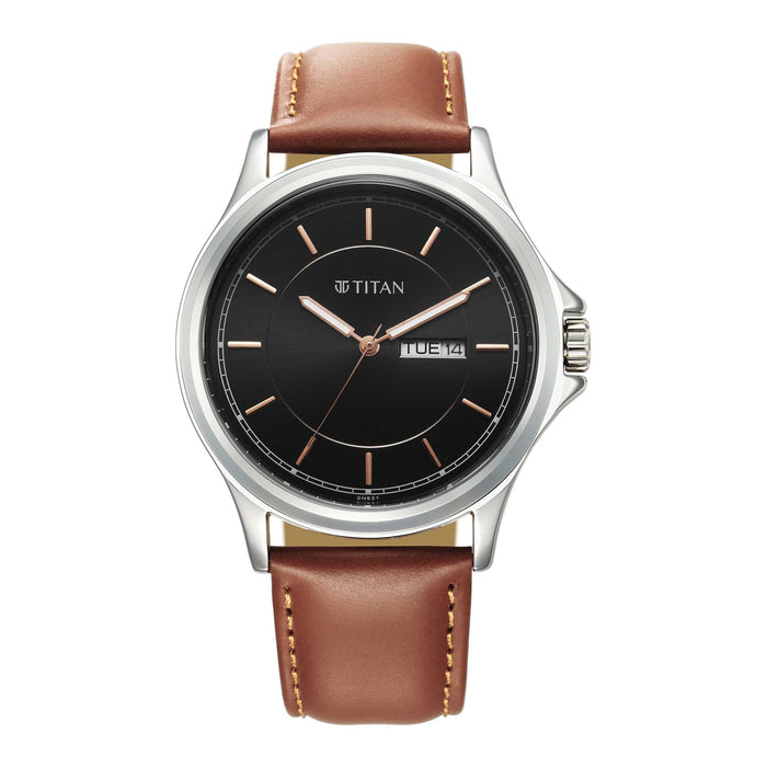 Titan Quartz Analog with Day and Date Black Dial Watch for Men
 1870SL05