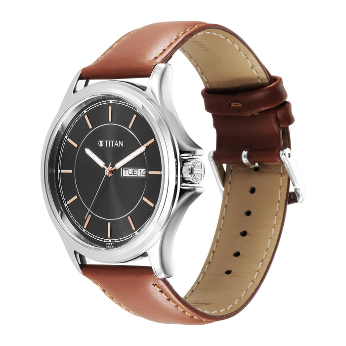 Titan Quartz Analog with Day and Date Black Dial Watch for Men
 1870SL05