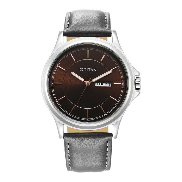 Titan Quartz Analog with Day and Date Brown Dial Watch for Men
 1870SL04