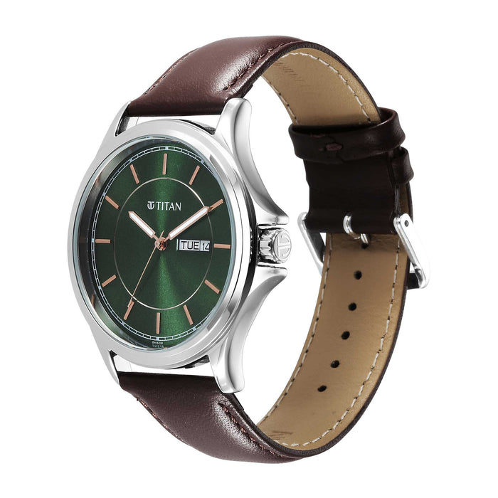 Titan Quartz Analog with Day and Date Green Dial Watch for Men
 1870SL06