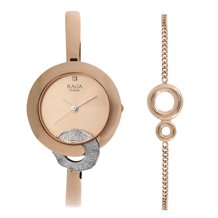 Titan Raga Espana Flemenco by Titan Rose Gold Dial Analog Watch for Women 95051KM03