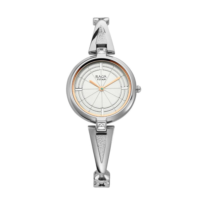Titan Raga Espana Icono by Titan Silver Dial Analog Watch for Women 2581SM01