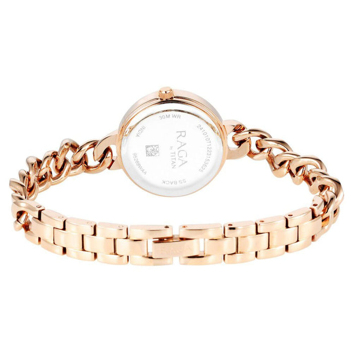 Titan Raga Showstopper Quartz Analog Rose Gold Round Dial Rose Gold Metal Strap Watch For Women 95288WM01