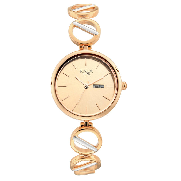 Titan Raga Viva Analog Rose Gold Dial Women's Watch-NP2644KM02/NP2644KM02, Rose Gold, Rose Gold, bracelet