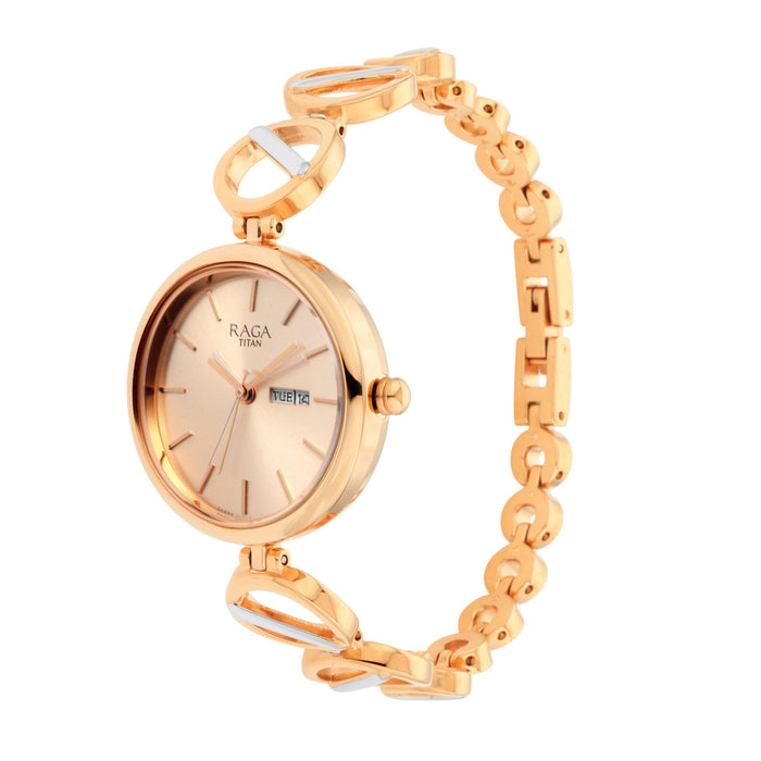 Titan Raga Viva Analog Rose Gold Dial Women's Watch-NP2644KM02/NP2644KM02, Rose Gold, Rose Gold, bracelet