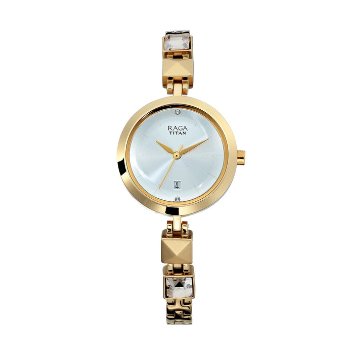 Titan raga viva analog watch for women, gold 1, gold 1, bracelet
