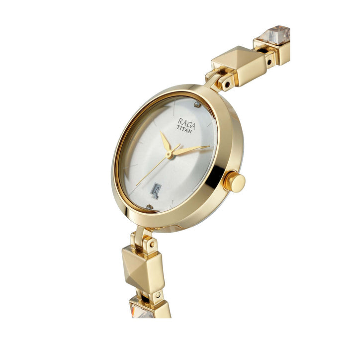 Titan raga viva analog watch for women, gold 1, gold 1, bracelet
