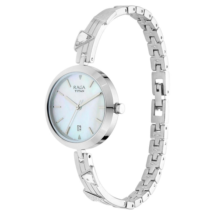 Titan Raga Viva Mother of Pearl Dial Metal Strap Watch 2606QM01