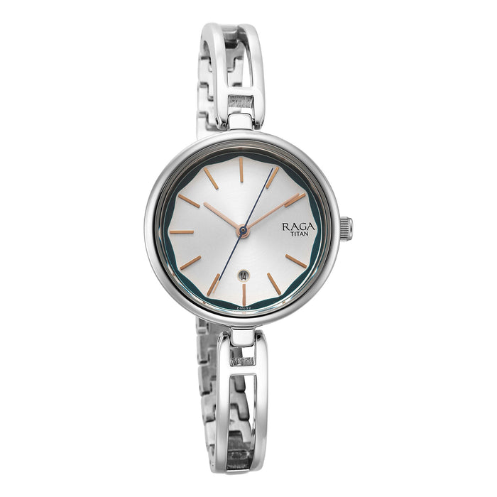 Titan Raga Viva Silver Dial Metal Strap Watch for Women 2683SM01