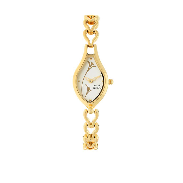 Titan Raga Women’s Bracelet Watch | Quartz, Water Resistant, White/Gold, bracelet