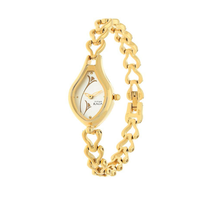 Titan Raga Women’s Bracelet Watch | Quartz, Water Resistant, White/Gold, bracelet