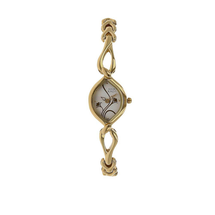 Titan Raga Women's White Dial Stainless Steel Band Watch - 2455YM01
