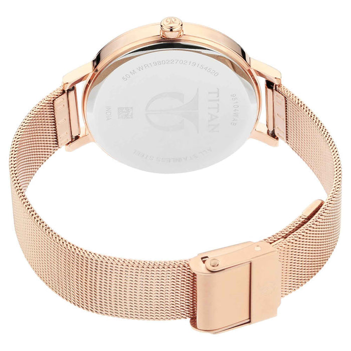 Titan Rose Gold Dial Stainless Steel Strap Watch 95104WM03
