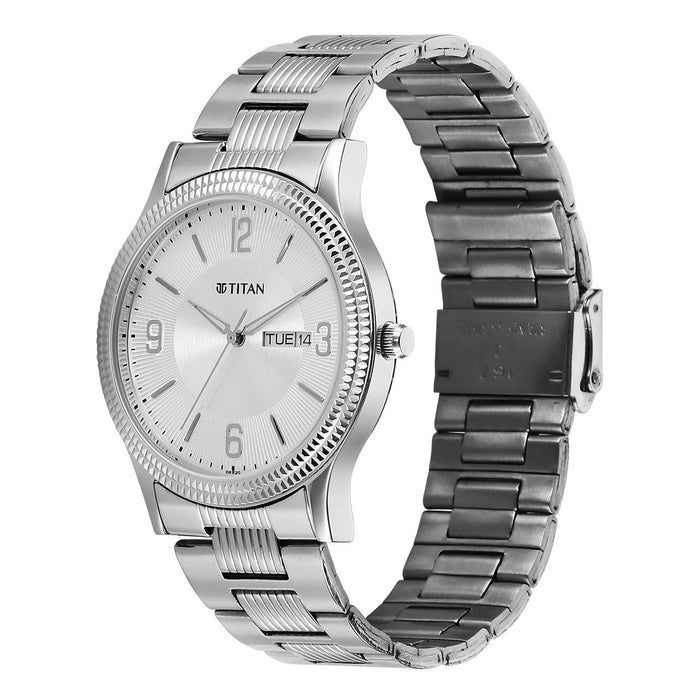 Titan Siler White Dial Analog Watch for Men