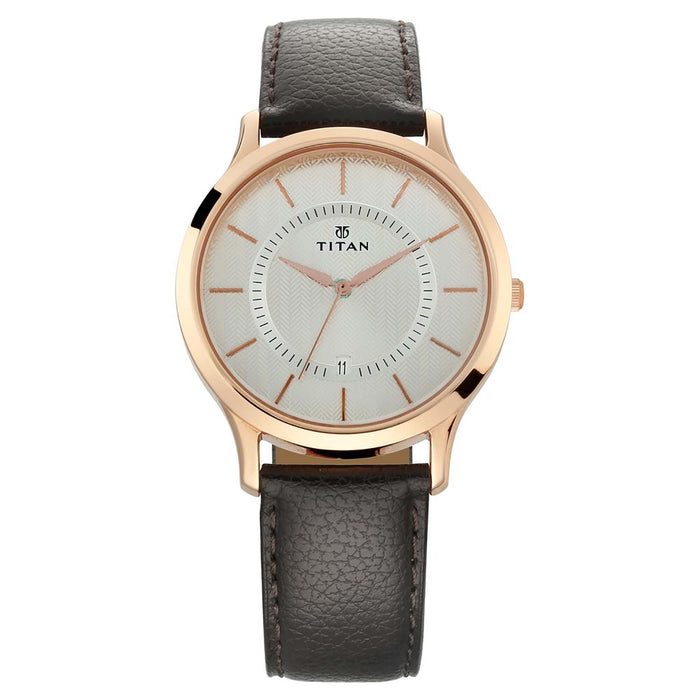 Titan Silver Dial Leather Strap Watch 1825WL01